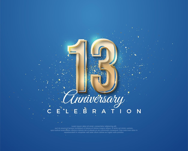 13th anniversary with a luxurious design between gold and blue premium vector for poster banner celebration greeting