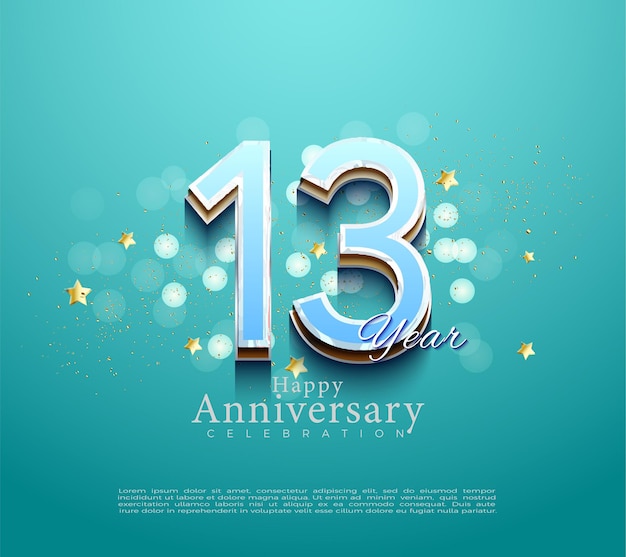 13th anniversary with transparent bubble background.