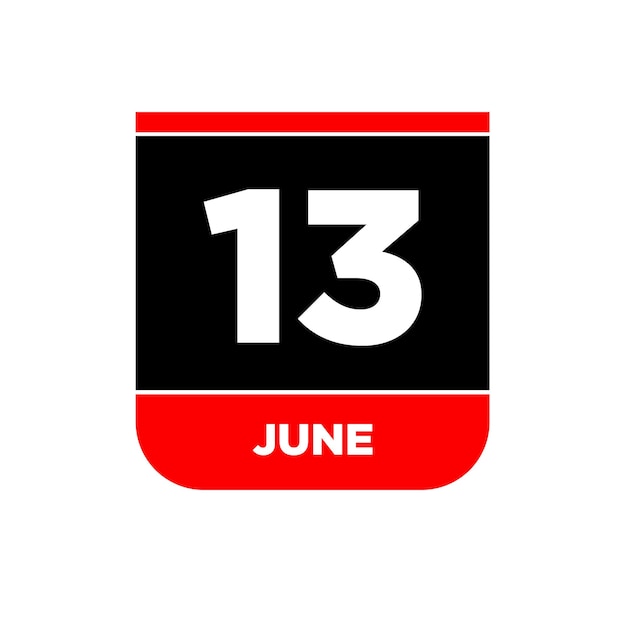 13th June calendar vector icon 13 June monogram