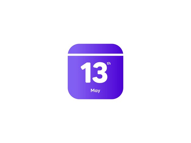 Vector 13th may calendar date month icon with gradient color flat design style vector illustration