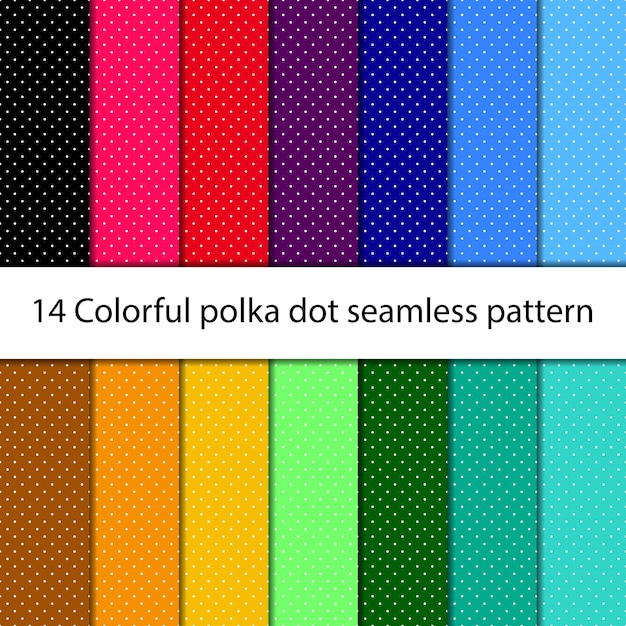 14 Colorful polka dot seamless pattern vector set