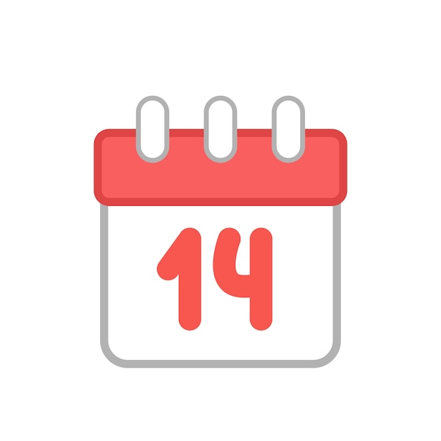 14 february Calendar The fourteenth of february Valentines day Cartoon vector eps 10