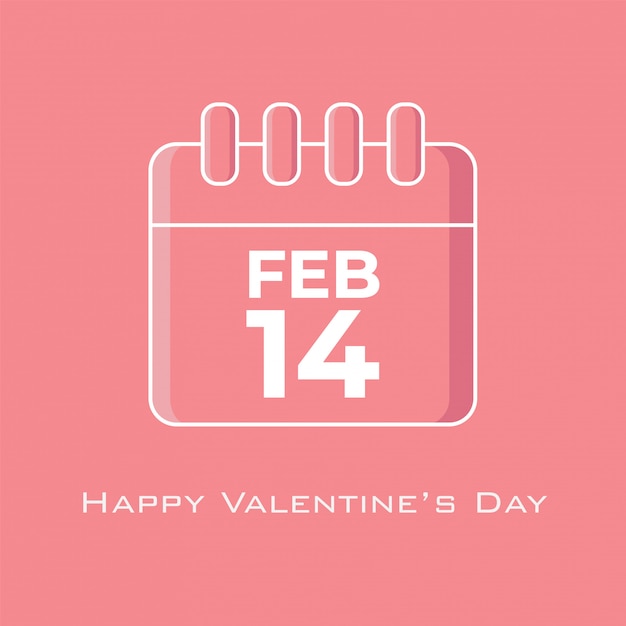 14 February calendar in Pink tone color in flat design style