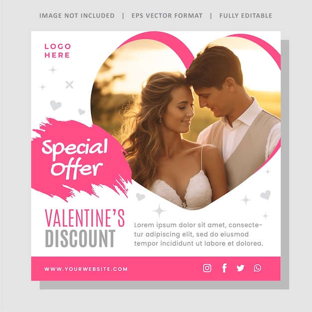 Vector 14 february valentines day love celebration social media post and marketing banner template