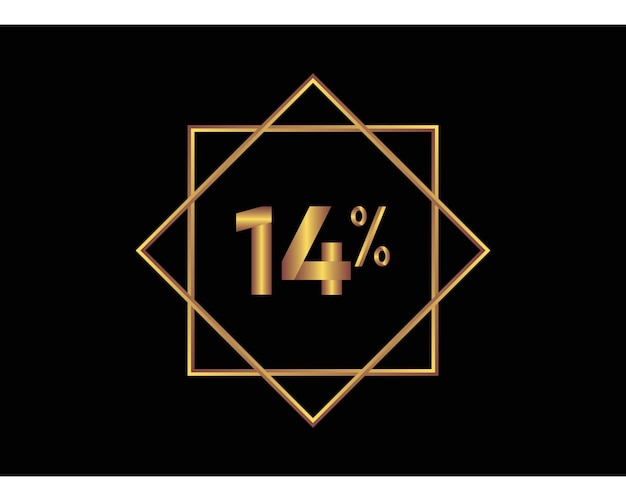 14 percent on black background gold vector image