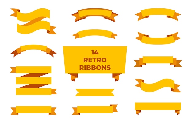 14 Retro Yellow Ribbons