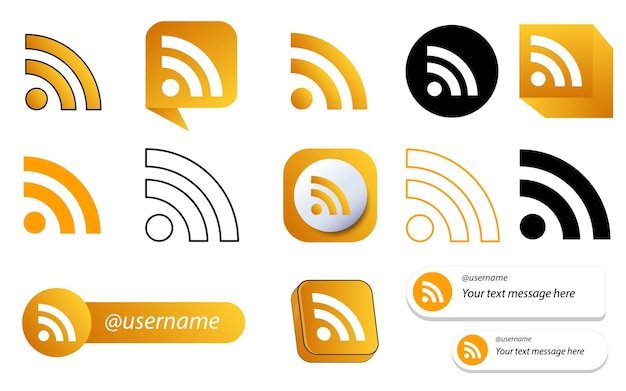 14 pacchetto di icone per i social media dei feed rss
