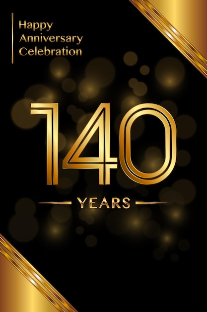 140th Anniversary template design with double line numbers Golden anniversary template Vector