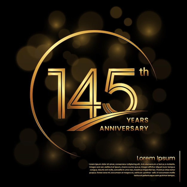 145th Anniversary logo design with double line numbers Golden anniversary template Vector Logo Template