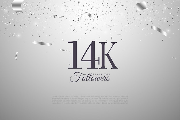 14k followers with numbers on silver background