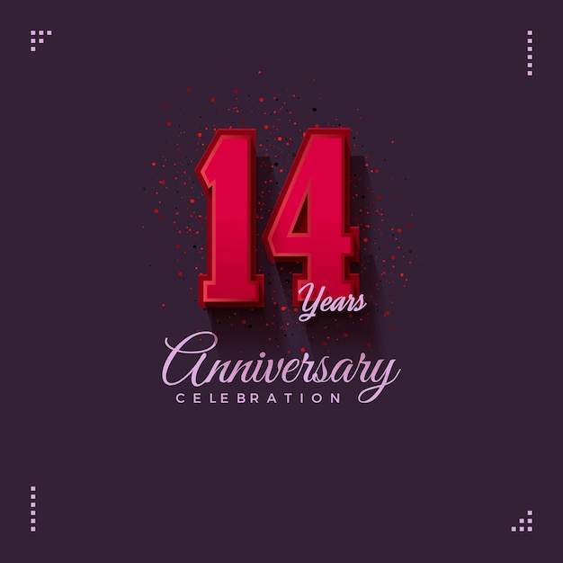Vector 14th anniversary background with rose red numbers