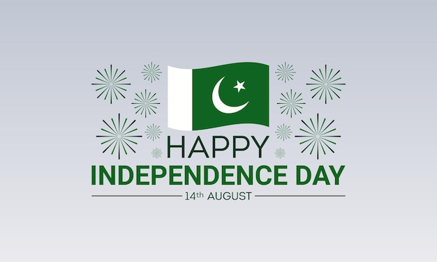14 августа с Днем независимости Пакистана Векторный шаблон для баннера поздравительной открытки Плакат празднования Дня независимости Пакистана Развевающийся флаг Пакистана Векторная иллюстрация