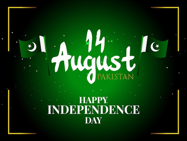 14 agosto del giorno dell'indipendenza del pakistan banner illustrazione vettoriale design art