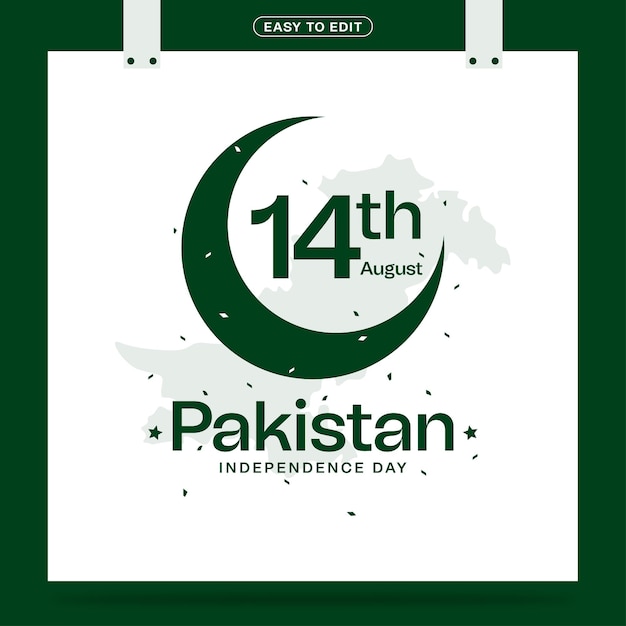 Vettore 14 agosto progettazione del modello di post sui social media del pakistan independence day