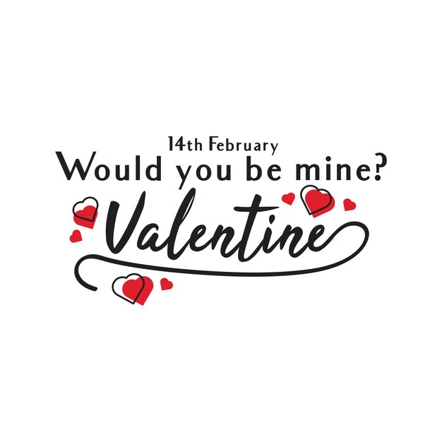 14th february valentine day typographic lettering art in Free vector