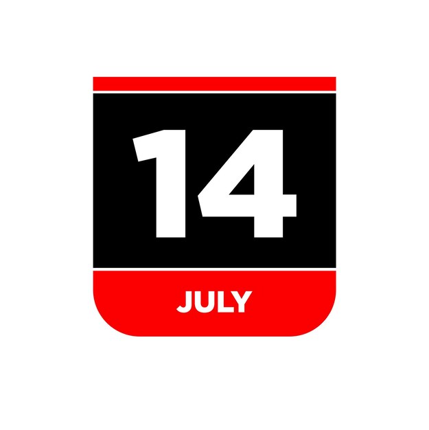 14th july day icon day 14 of july calendar