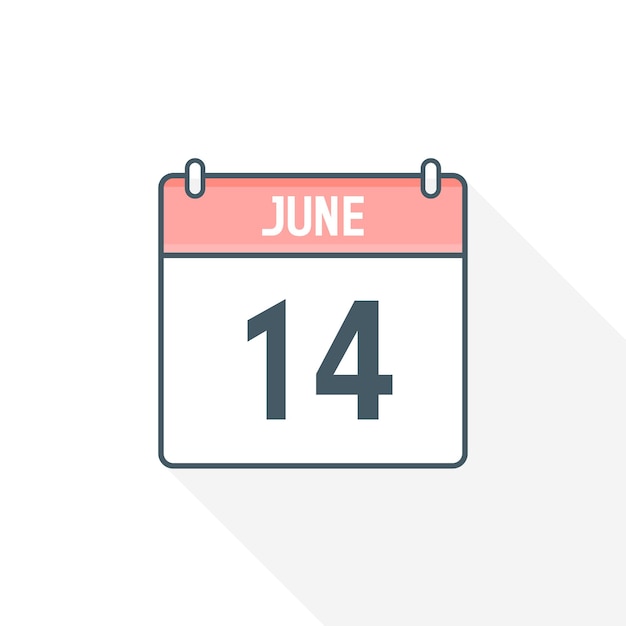 14th June calendar icon June 14 calendar Date Month icon vector illustrator