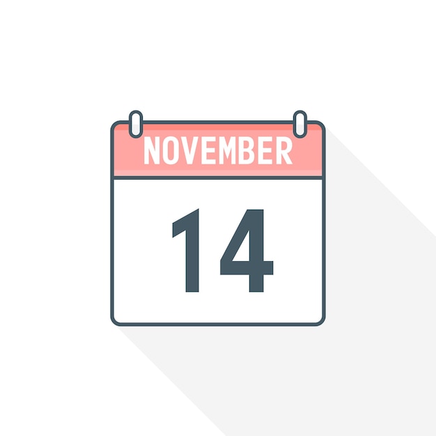 14th November calendar icon November 14 calendar Date Month icon vector illustrator