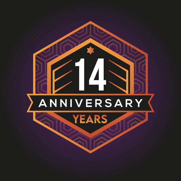 Vector 14th year anniversary abstract logo design vector template