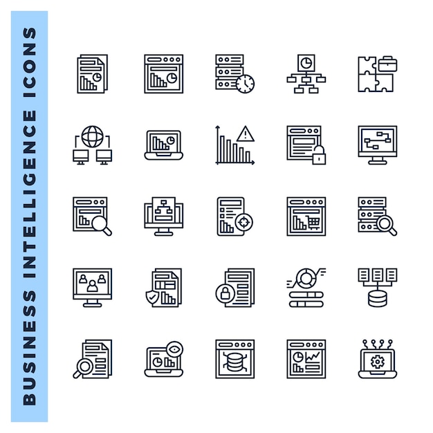 15 Business Intelligence Lineal Color icons pack vector illustration
