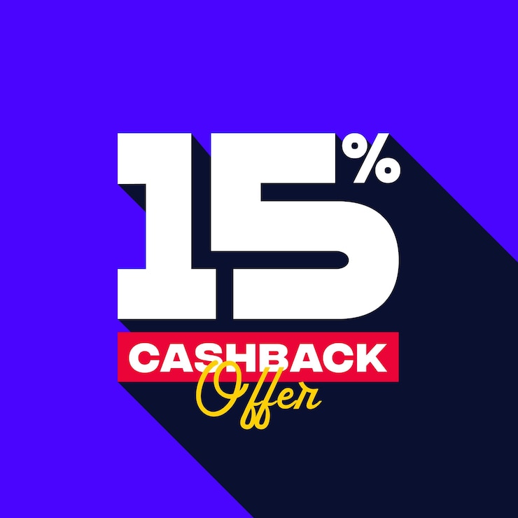 वेक्टर 15 cashback offer template with modern bold typography vector illustration on blue background