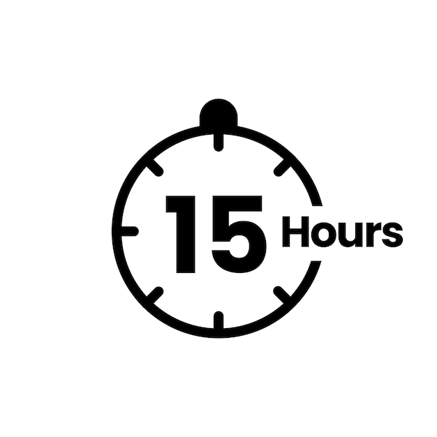 15 hours clock sign icon