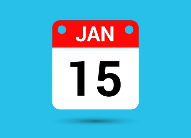 15 january calendar date flat icon day 15 vector illustration