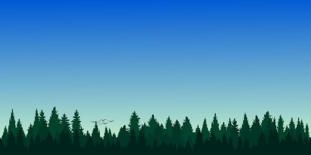 15 Пейзаж Векторный фон горизонтальный панорамный вид для обложки баннера обоев или плаката на синем градиентном фоне