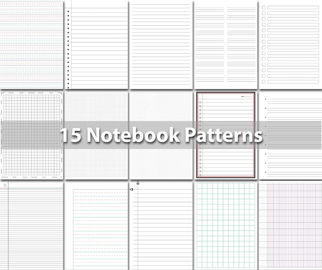 Vector 15 notebook patterns design