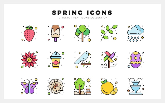 15 Spring Lineal Color icon pack vector illustration