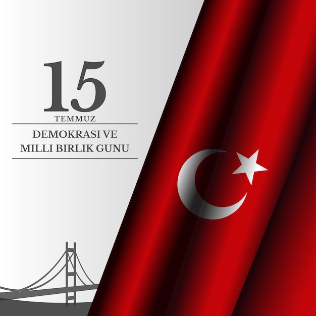 15 temmuz post with bridgh and flag vector file