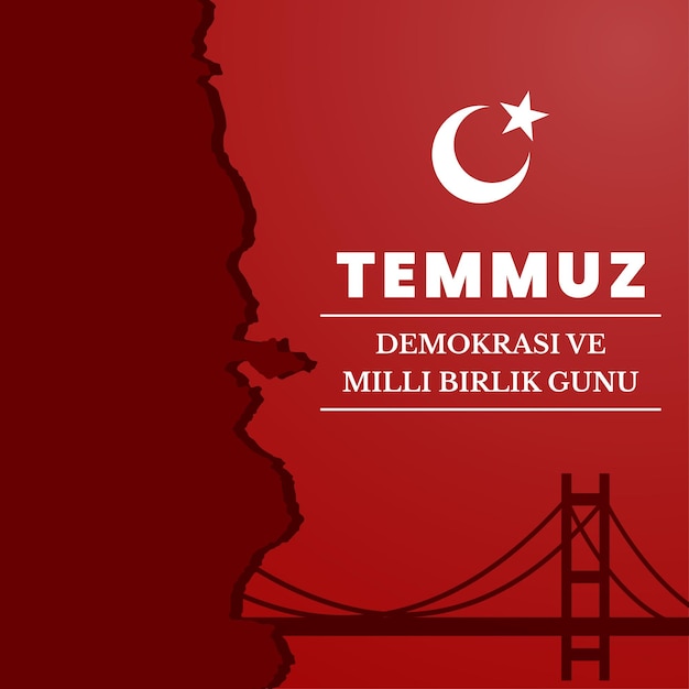 15 temmuz post with bridgh and moon vector file