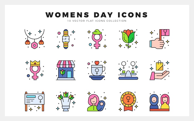 15 Womens Day Lineal Color icon pack vector illustration