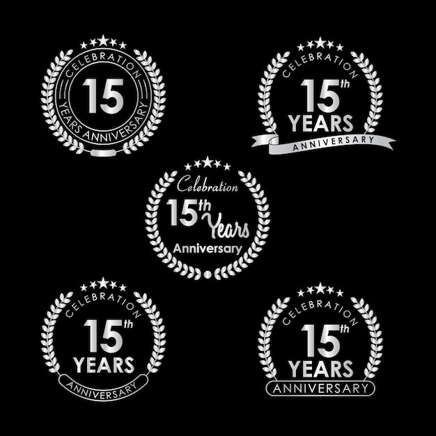 Vector 15 years anniversary celebration label with laurel wreath