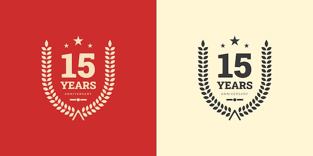 Celebrazione del modello del logo dell'anniversario di 15 anni con il concetto classico vintage design del modello vettoriale