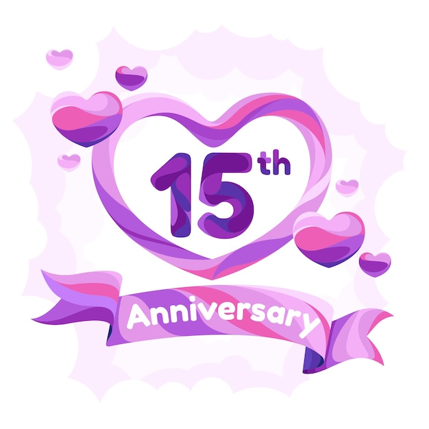 15 주년 벡터 아이콘 로고 인사말 카드 15 주년에 대한 사랑으로 디자인 요소