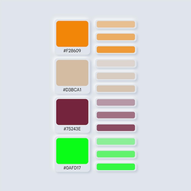 Vector 1506 color palette combination in rgb hex neumorphic style color palette for ui ux design