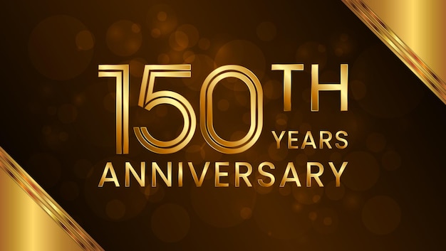 150th anniversary logo with double line number concept and golden color font