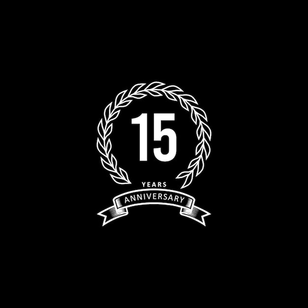 15st anniversary logo with white and black background