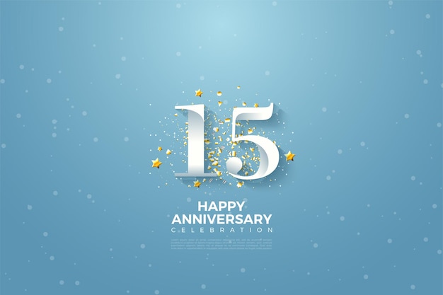 15th anniversary background with sky figures illustration