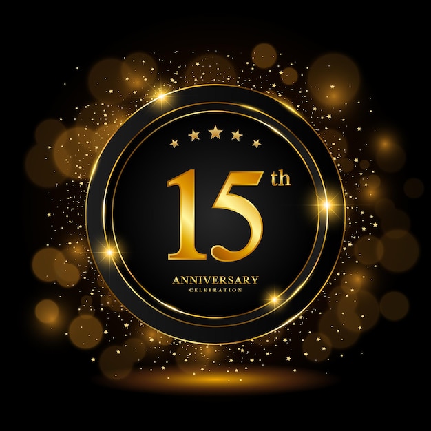 15th Anniversary Celebration Golden anniversary celebration template design Vector illustrations