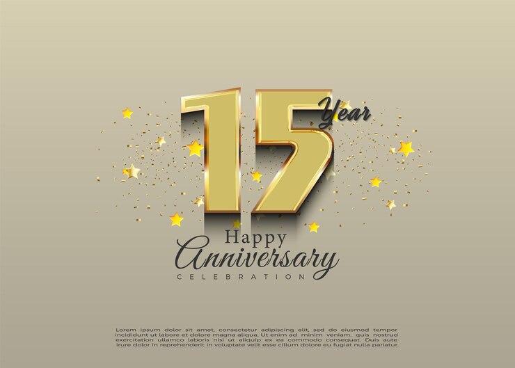 15th anniversary with elegant classic numbers