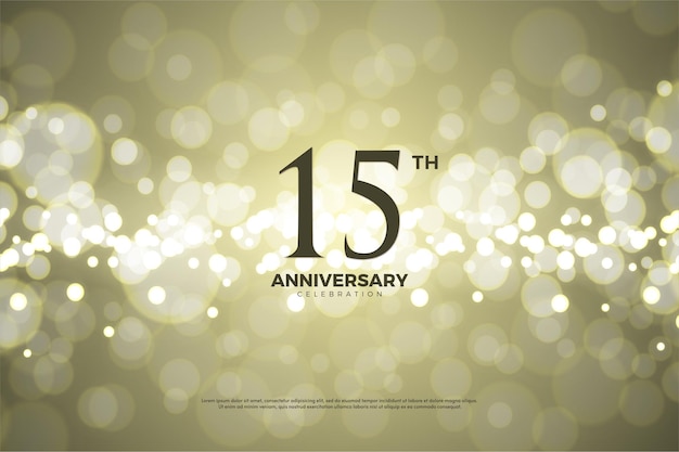 15th anniversary with gold foil background