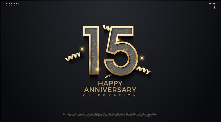 15th anniversary with realistic ribbon decoration