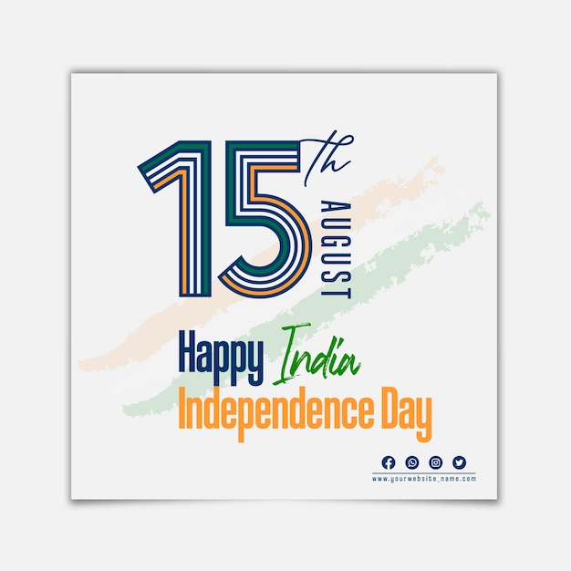 Vector 15th august india independence day social media post template