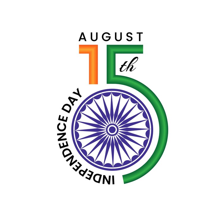वेक्टर 15th august indian independence day logo with ashok chakra