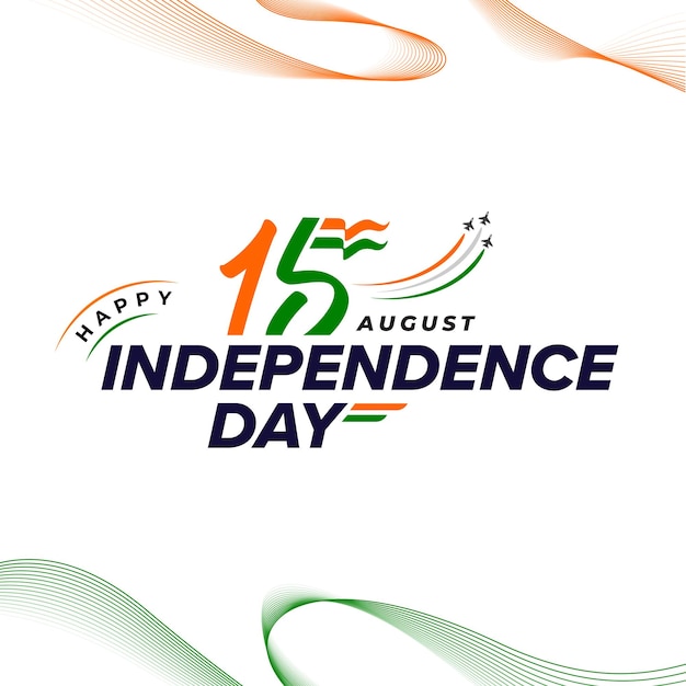 Vector 15th august indian independence day vector greeting with lettering