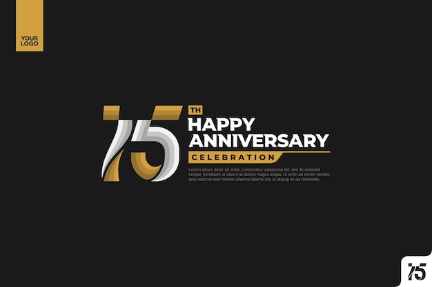 15th happy anniversary celebration with gold and silver on black background