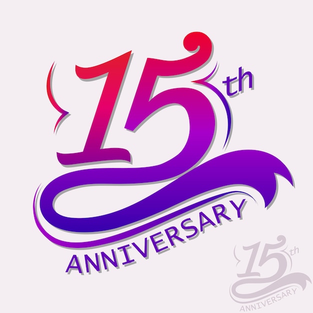 15th years anniversary design, template celebration sign. vector