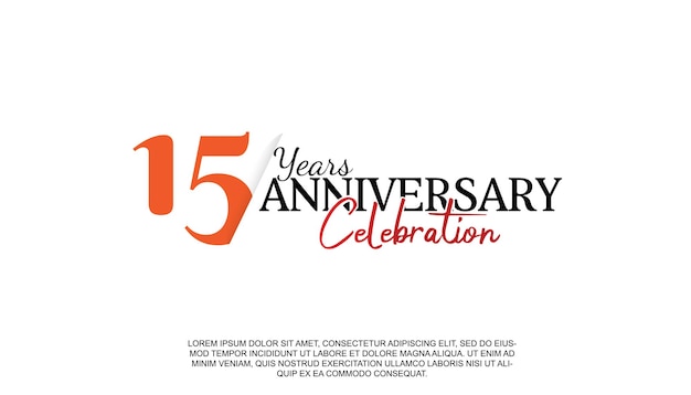 15th years anniversary logotype  number with red and black color for celebration event isolated.